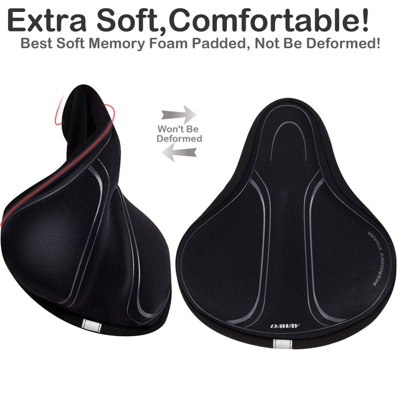 DAWAY Memory Foam Bike Seat Cover - C3 Extra Soft Pad Most Comfortable Exercise Bike Saddle Cushion for Women Men, Fit for Peloton, Stationary, Indoor Bicycles, Mountain, Road Outdoor Bycicle - Image 3